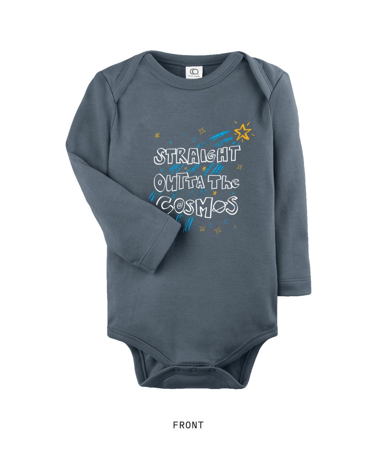 Straight Outta the Cosmos — Bodysuit, long sleeve, front, in Harbor